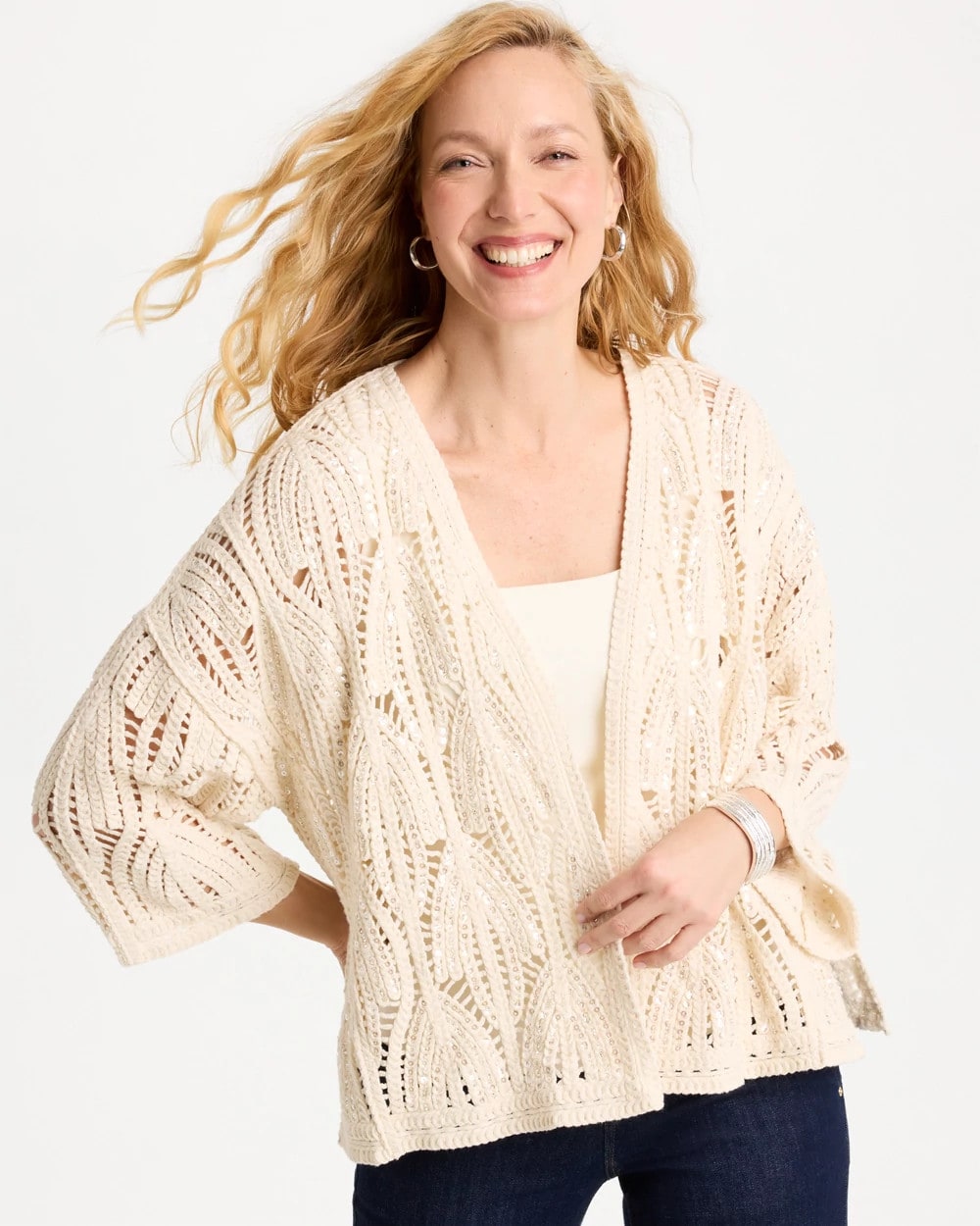 Cotton Crochet Kimono Neutral - Chico's