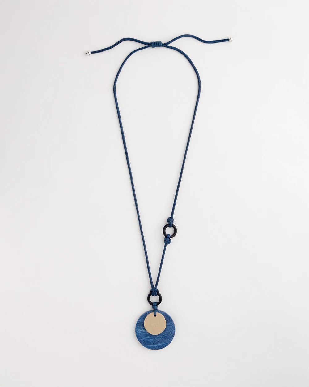 Adjustable Blue-Neutral Wood Pendant Necklace Blue Multi - Chico's