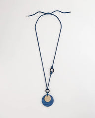 Adjustable Blue-Neutral Wood Pendant Necklace Blue Multi - Chico's