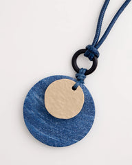 Adjustable Blue-Neutral Wood Pendant Necklace Blue Multi - Chico's