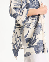 Cotton Jacquard Fringed Kimono Blue - Chico's