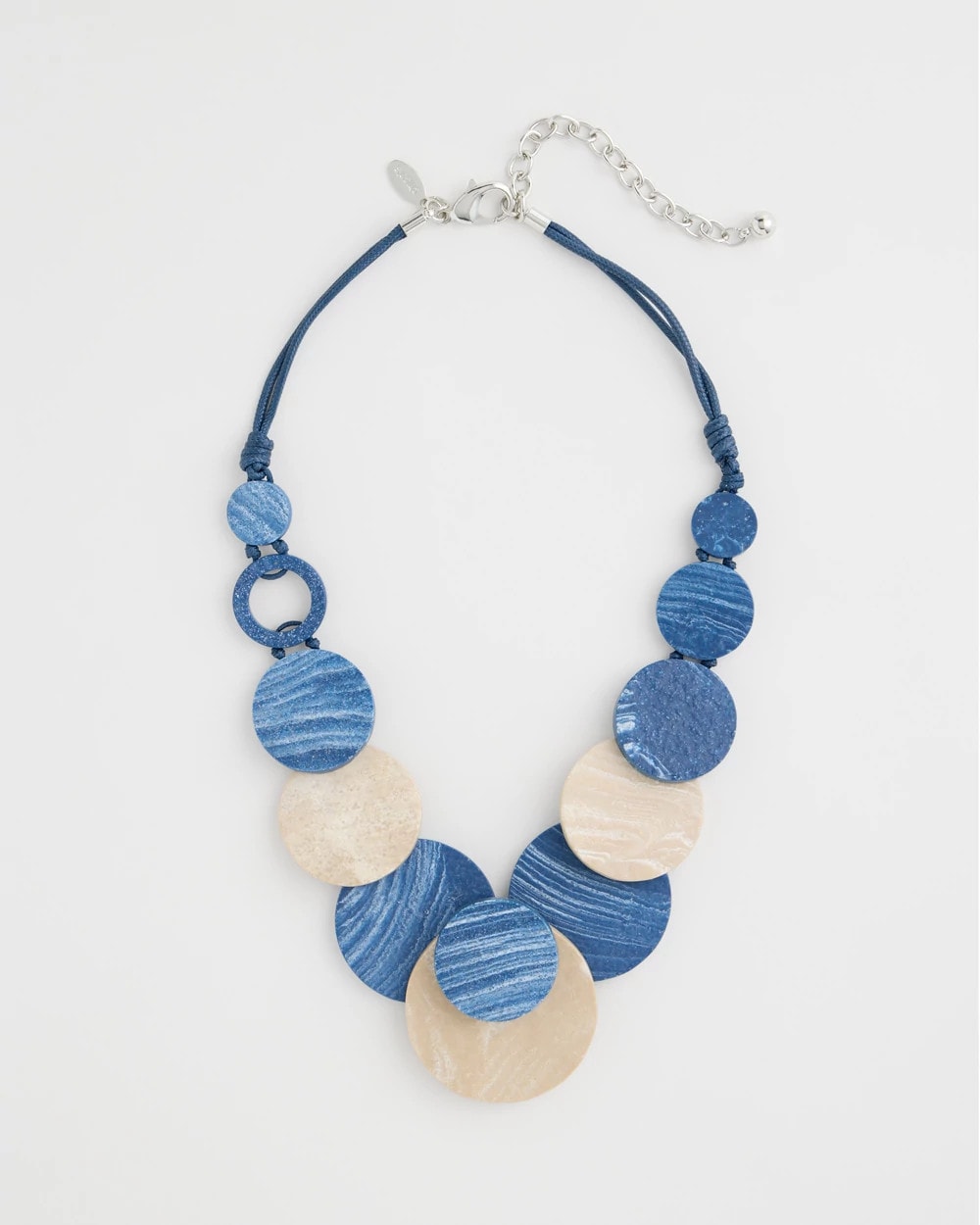 Chico's Originals Blue Neutral Wood Bib Necklace Blue Multi - Chico's