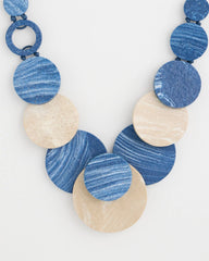 Chico's Originals Blue Neutral Wood Bib Necklace Blue Multi - Chico's