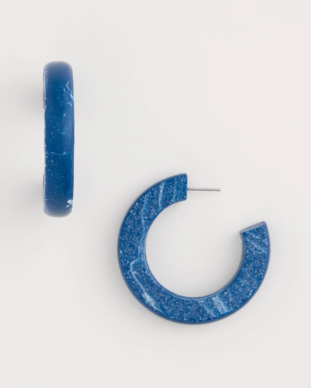Blue-Neutral Wood Hoop Earrings Blue Multi - Chico's