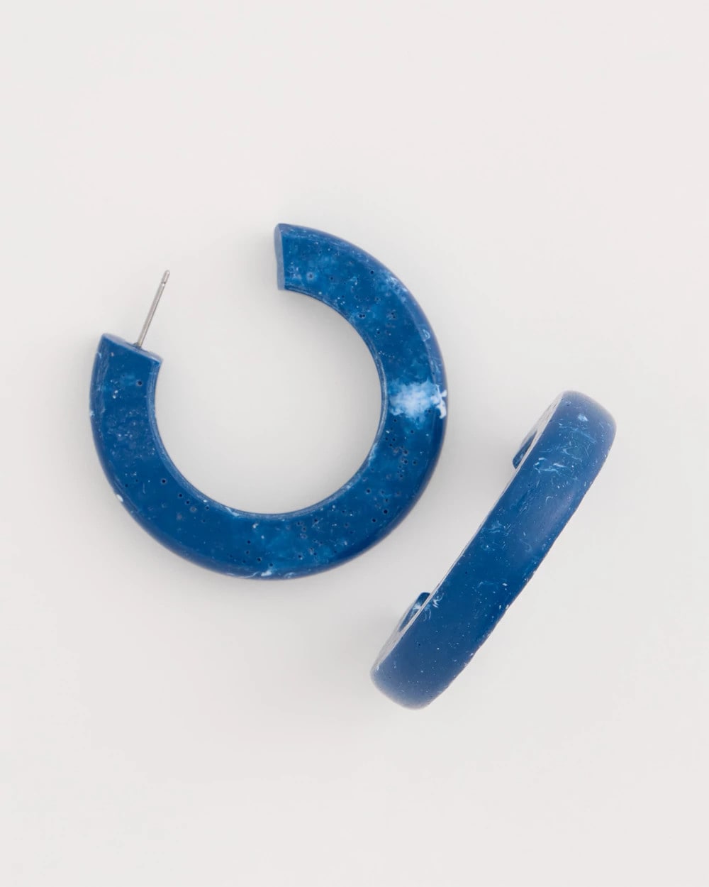 Blue-Neutral Wood Hoop Earrings Blue Multi - Chico's