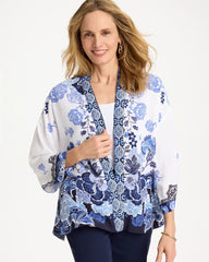Woven Faux Silk Printed Kimono Alabaster - Chico's