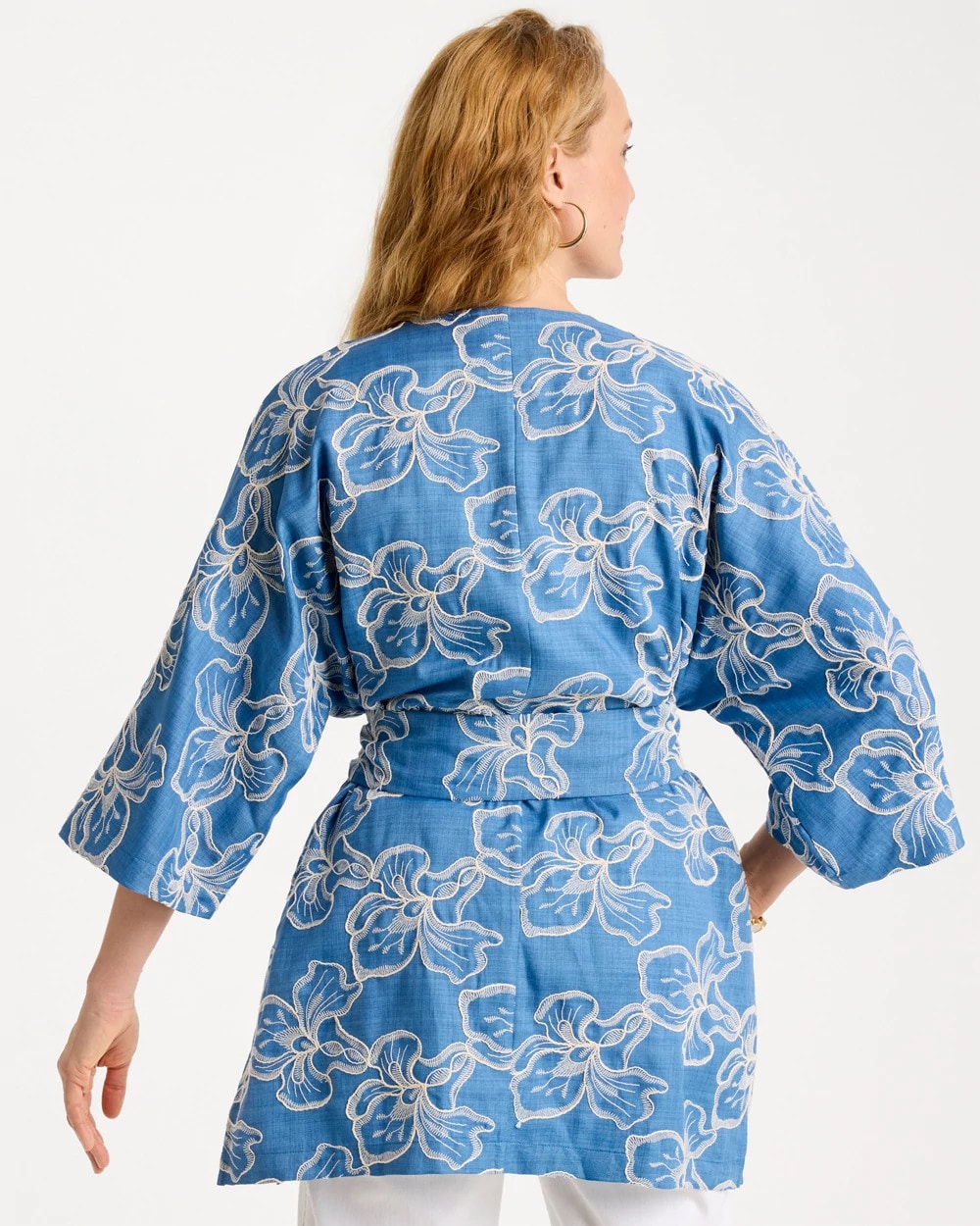 Woven Embroidered Belted Kimono Denim - Chico's