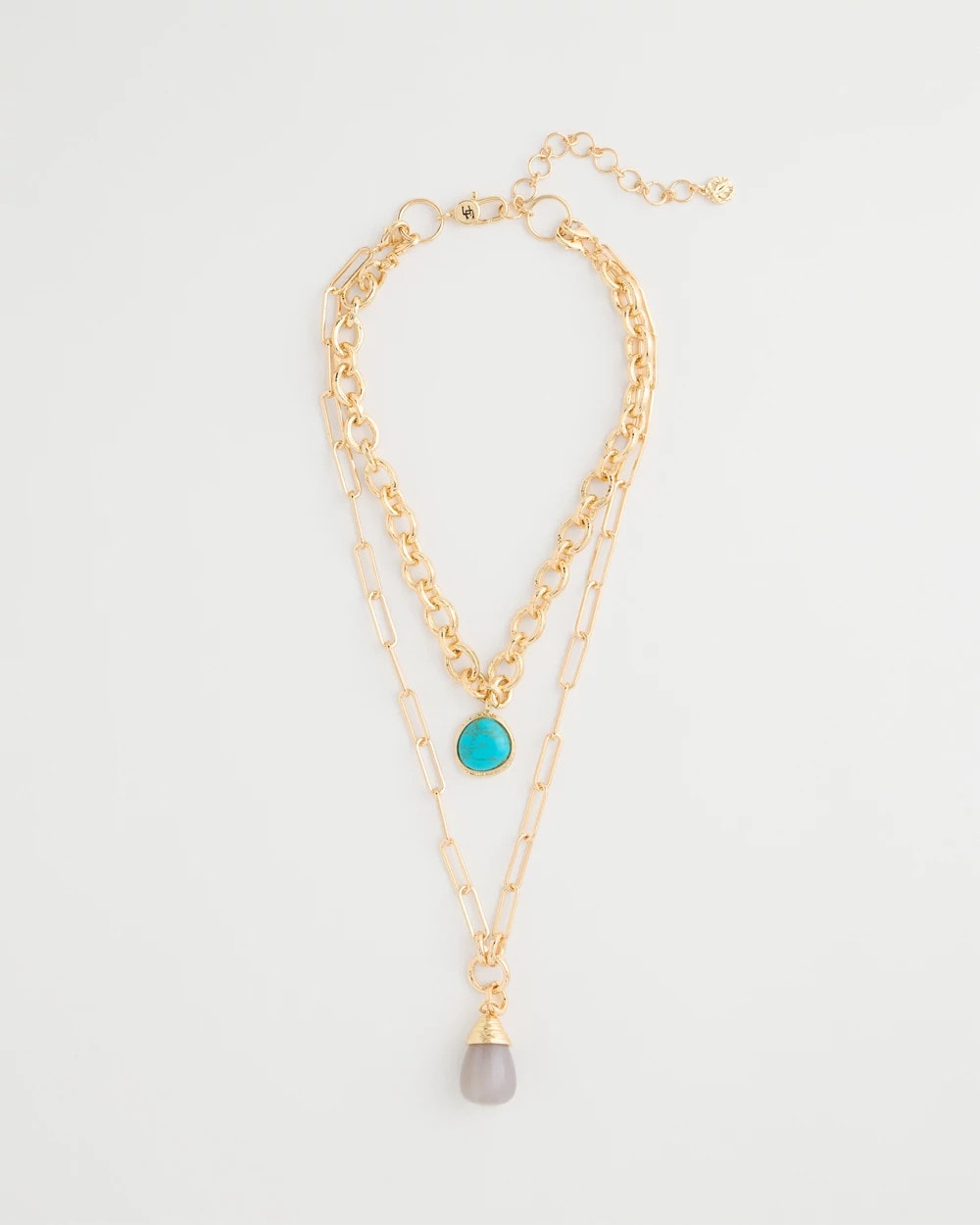 Double-Strand Blue Pendant Necklace Aqua - Chico's