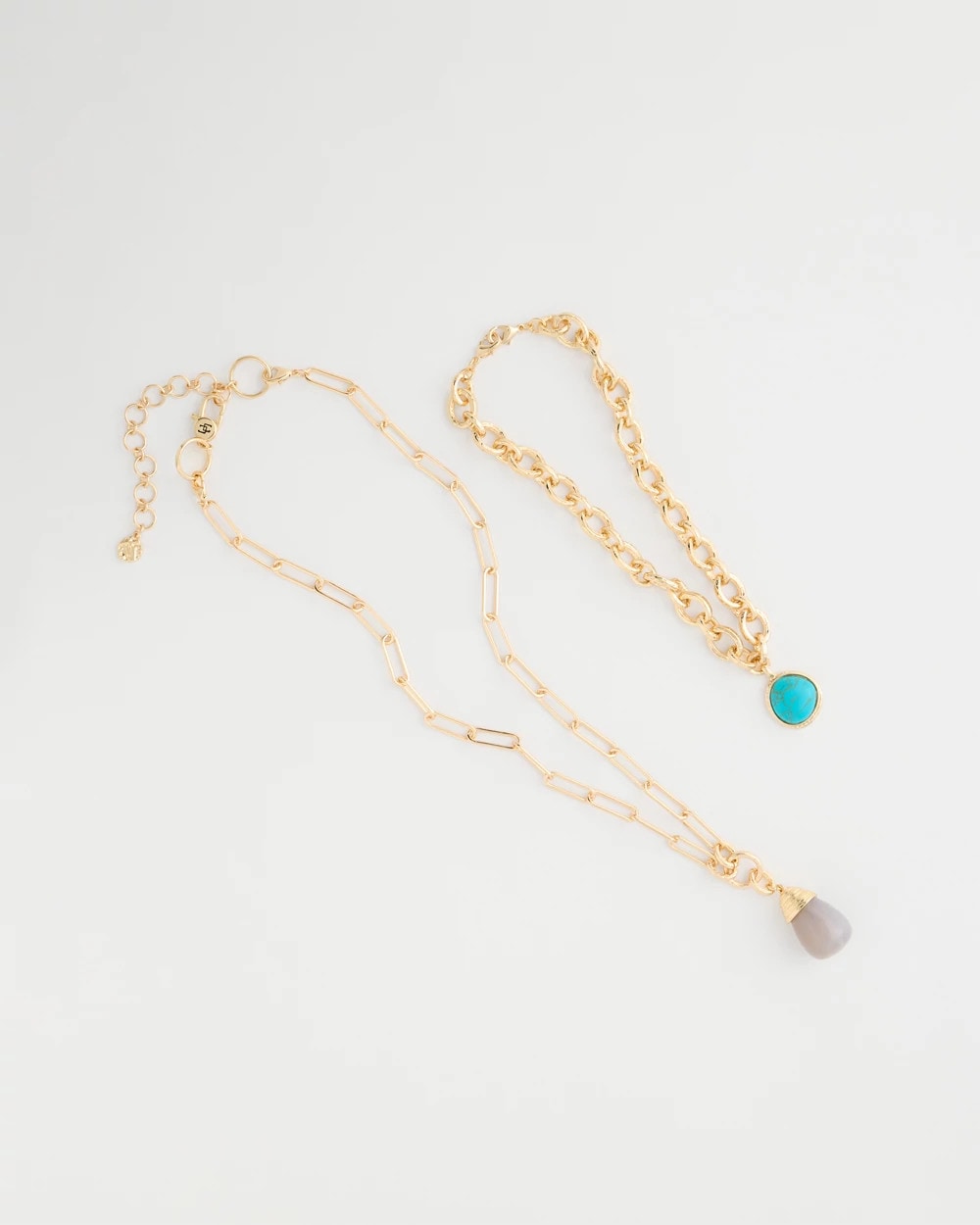 Double-Strand Blue Pendant Necklace Aqua - Chico's