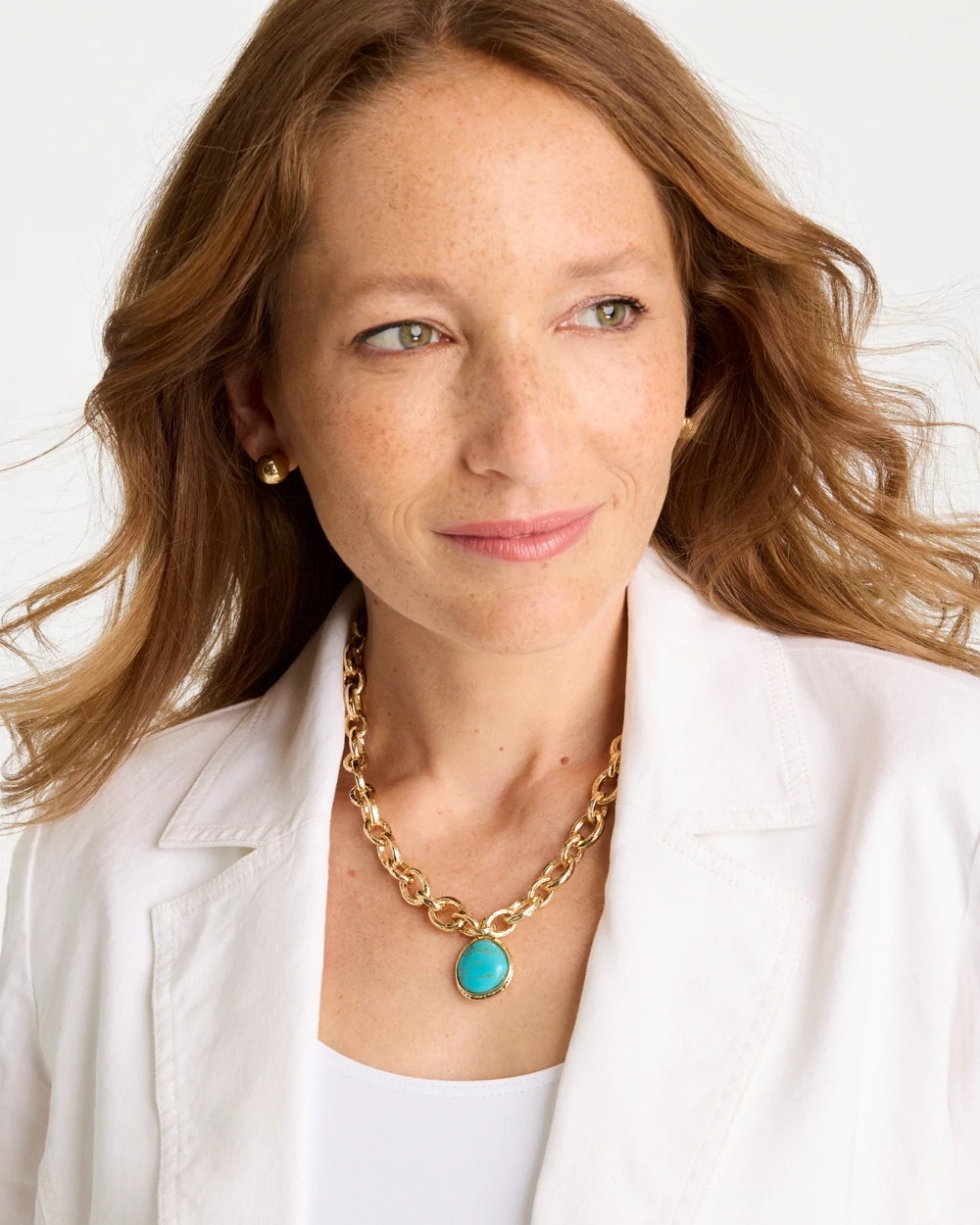 Double-Strand Blue Pendant Necklace Aqua - Chico's