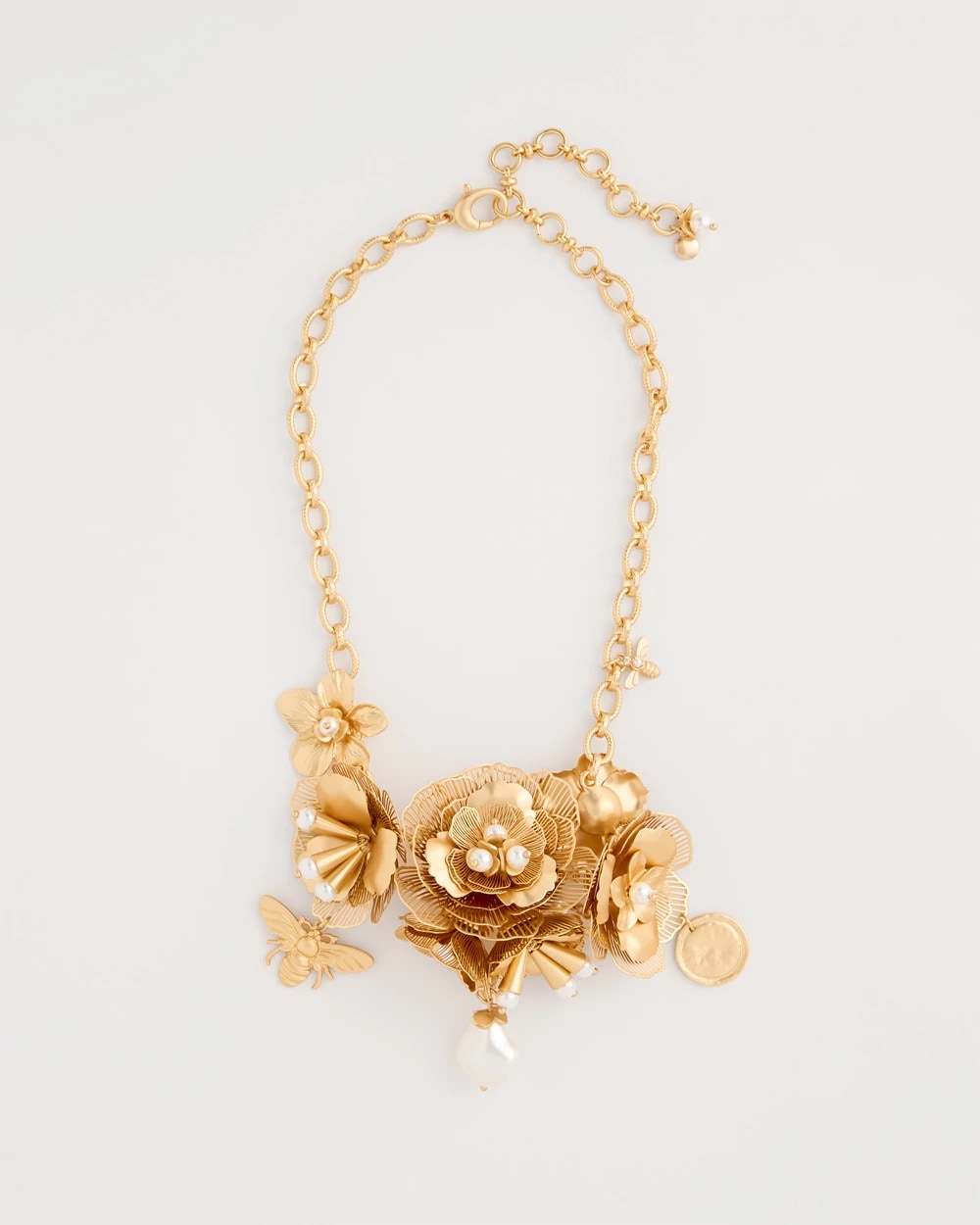 Chico’s Originals Filigree Flower Bib Necklace Gold - Chico's
