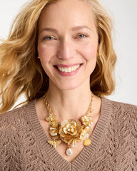 Chico’s Originals Filigree Flower Bib Necklace Gold - Chico's