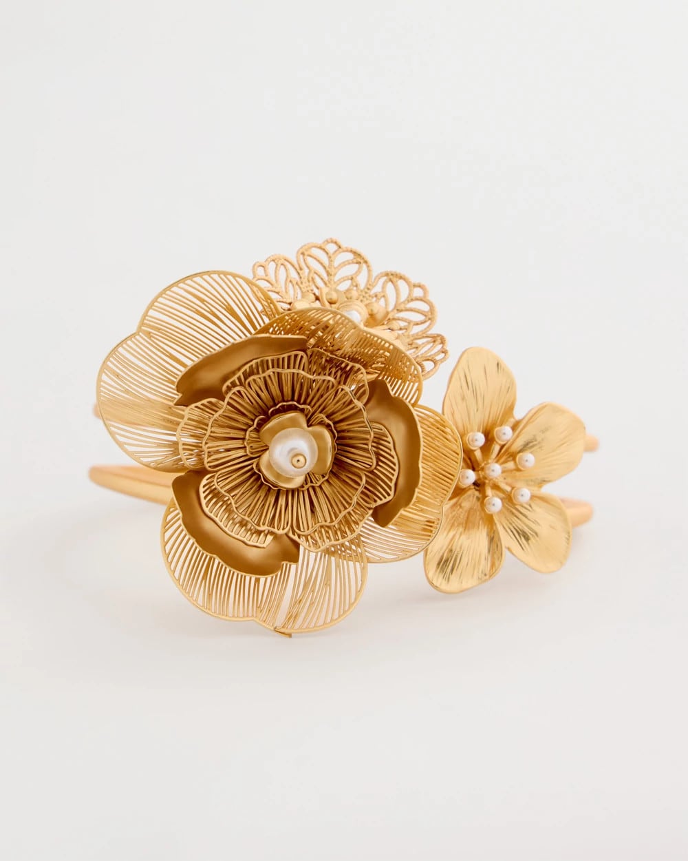 Filigree Flower Hinge Cuff Bracelet Gold - Chico's
