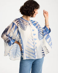 Palm Frond Short Poncho Passport Blue - Chico's