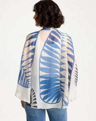 Palm Frond Short Poncho Passport Blue - Chico's