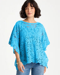 Cotton Crochet Lace Poncho Blue Tide - Chico's