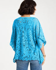 Cotton Crochet Lace Poncho Blue Tide - Chico's