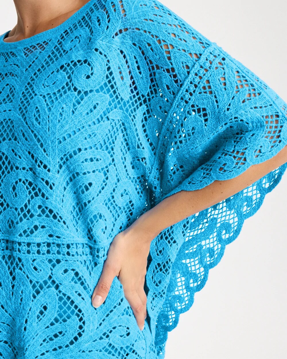 Cotton Crochet Lace Poncho Blue Tide - Chico's