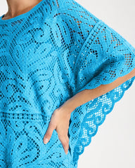 Cotton Crochet Lace Poncho Blue Tide - Chico's