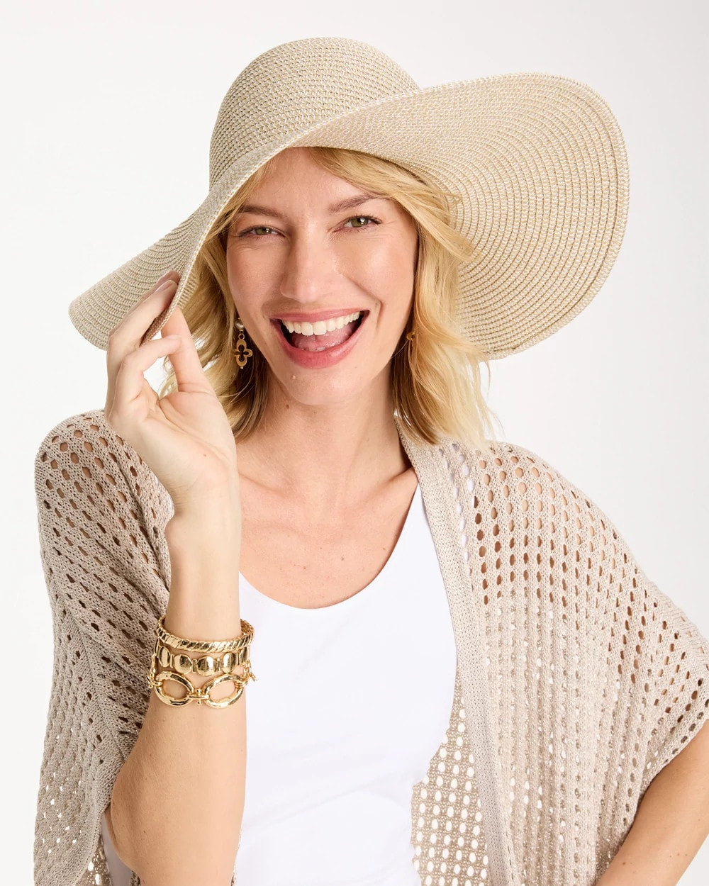 Metallic Straw Sun Hat Neutral - Chico's
