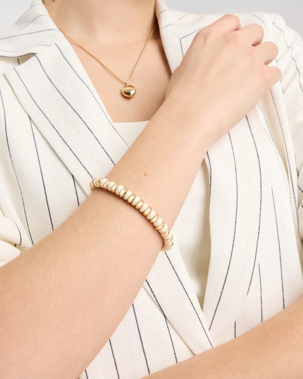 White Gold Slice Stretch Bracelet White - Chico's