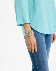Aqua Stretch Set of Five Beaded Bracelets Aqua - Chico's