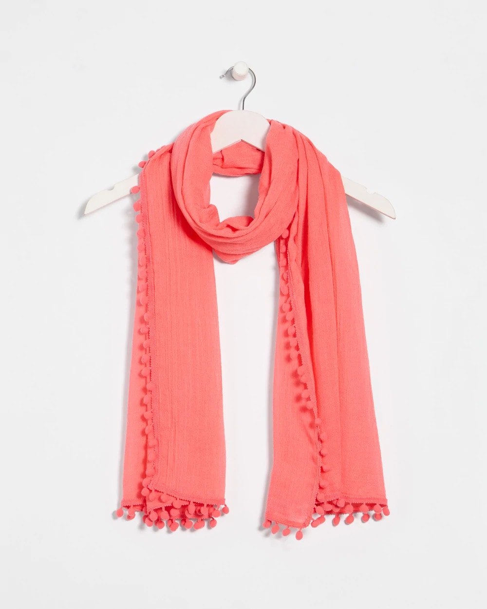 Pom Pom Oblong Scarf Calypso Coral - Chico's