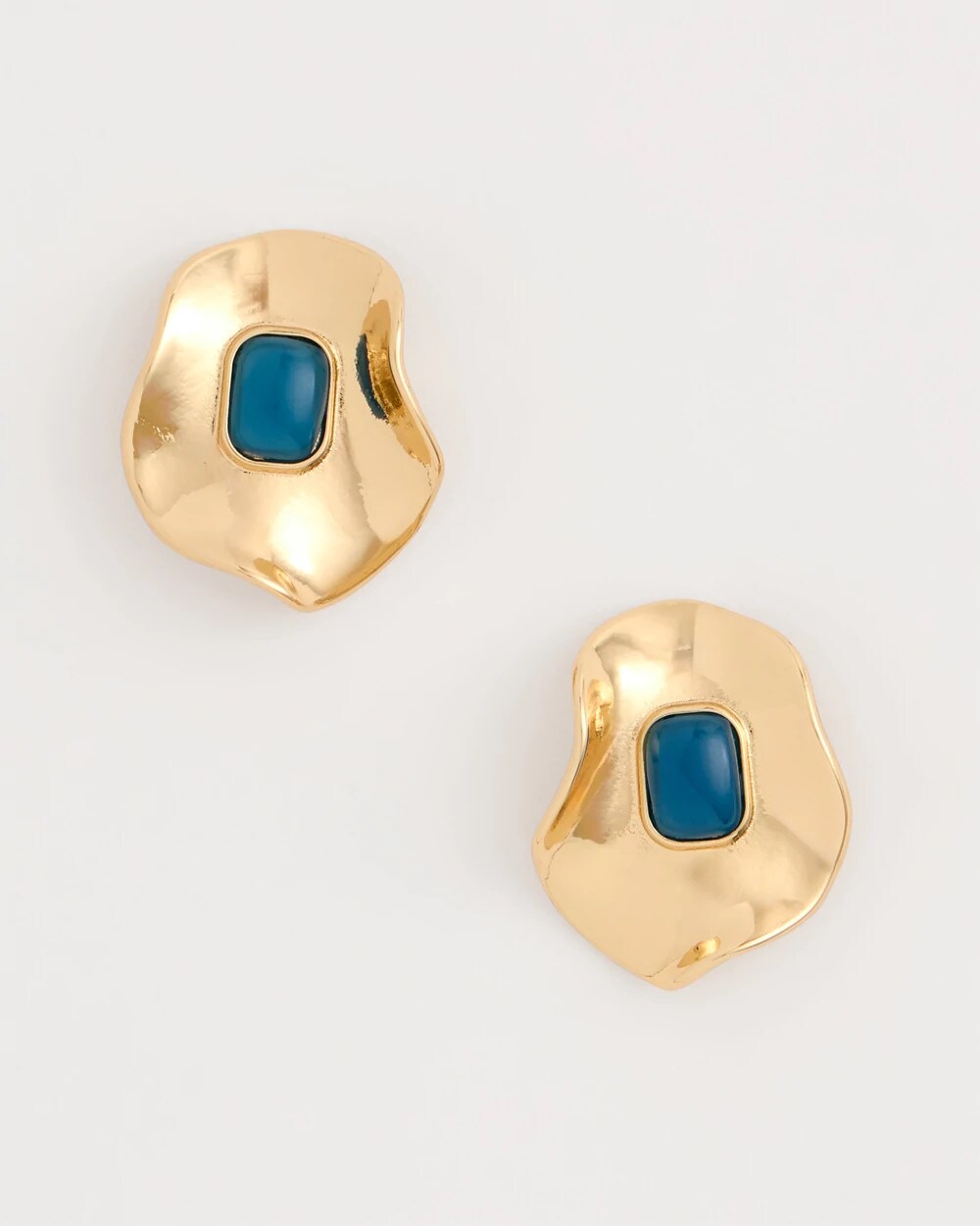 Blue Resin Cab Oversized Stud Earrings Blue - Chico's