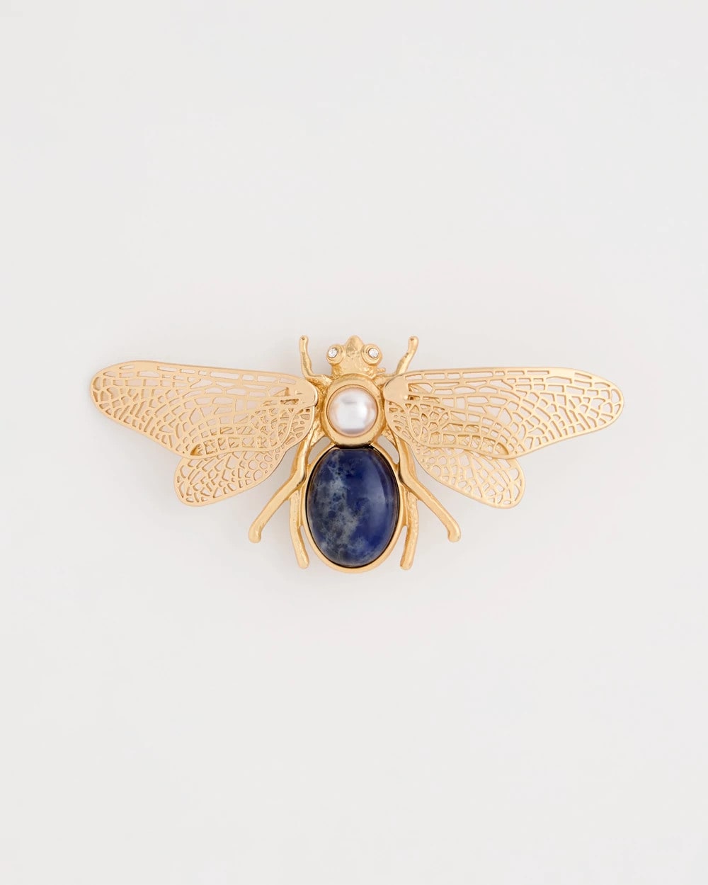 Sodalite Stone Pearl Bee Brooch Blue - Chico's