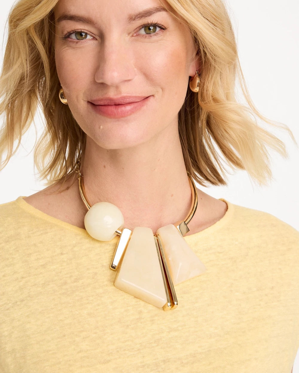 Faux Horn Geo Bib Necklace Neutral - Chico's