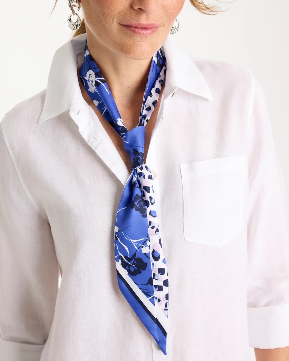 Dutch Floral Polka-Dot Skinny Scarf Amparo Blue - Chico's