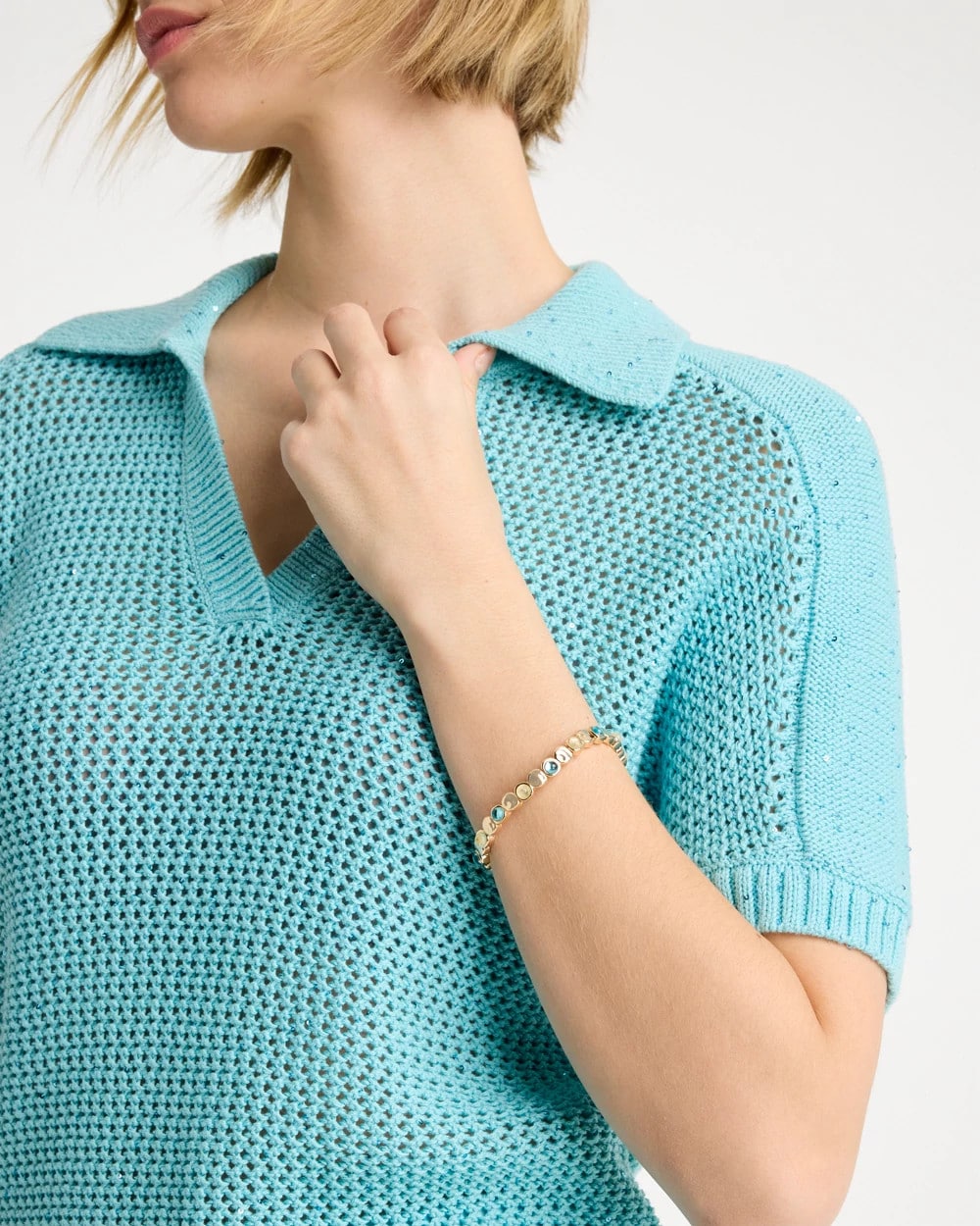 Quartz Stone Small Stretch Bracelet Light Blue - Chico's