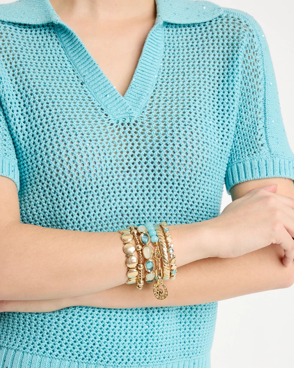 Quartz Stone Small Stretch Bracelet Light Blue - Chico's