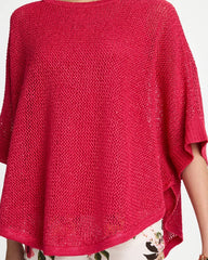 Sequin Boatneck Rounded Hem Poncho Hot Honeysuckle - Chico's