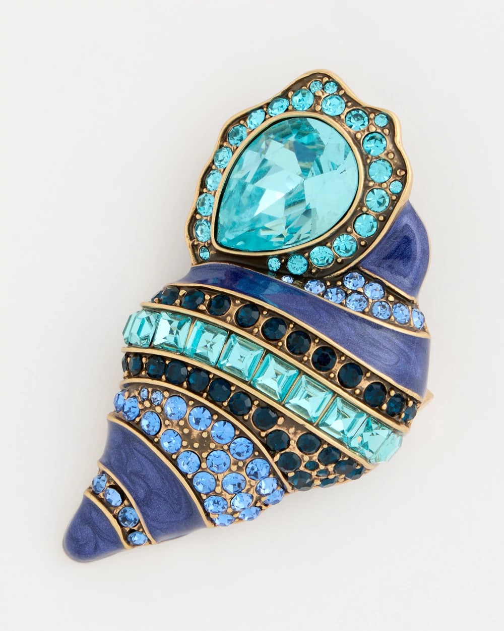 Faux Blue Halo Diamond Conch Shell Brooch Blue - Chico's