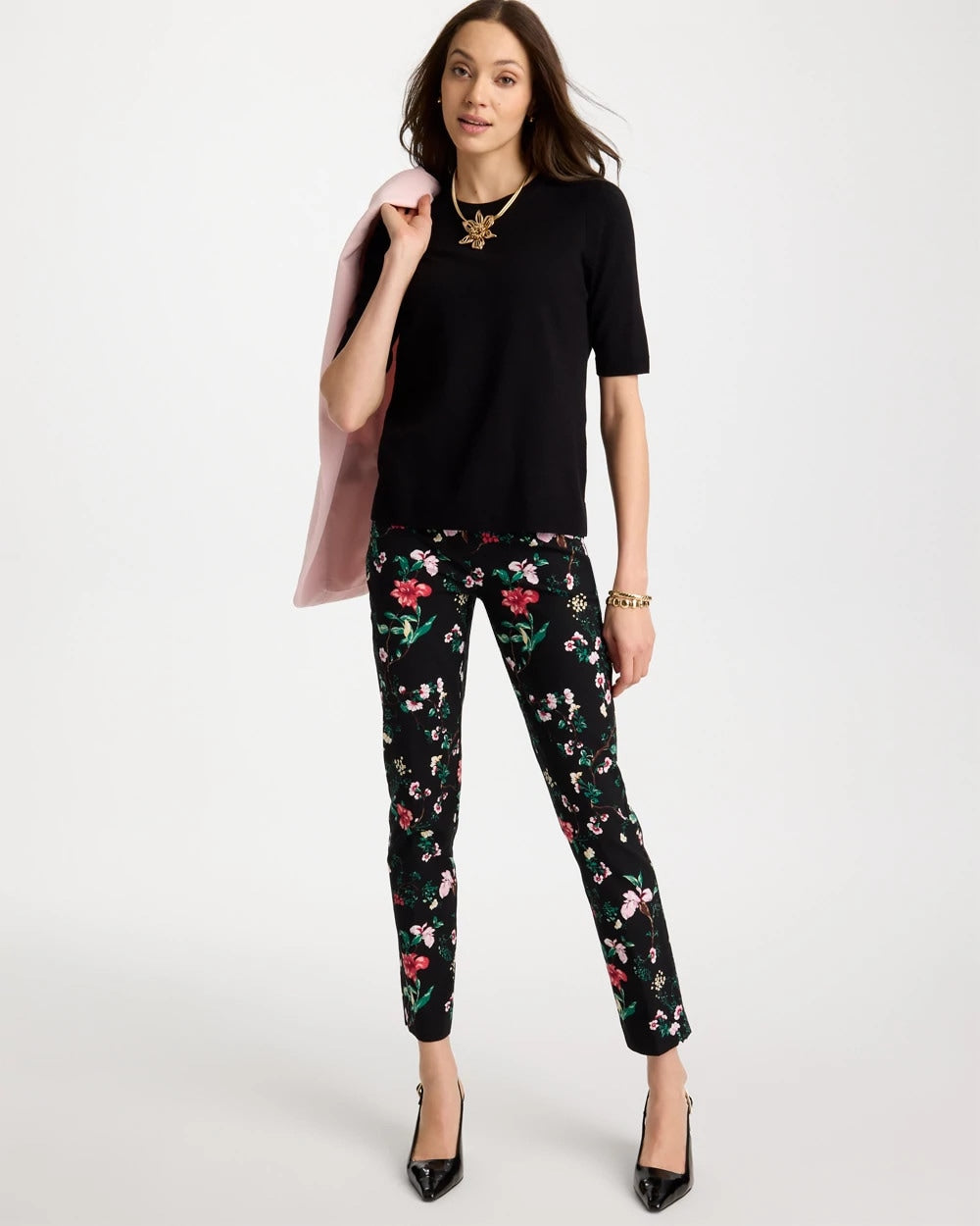 Ella Crewneck Pullover Sweater Black - Chico's