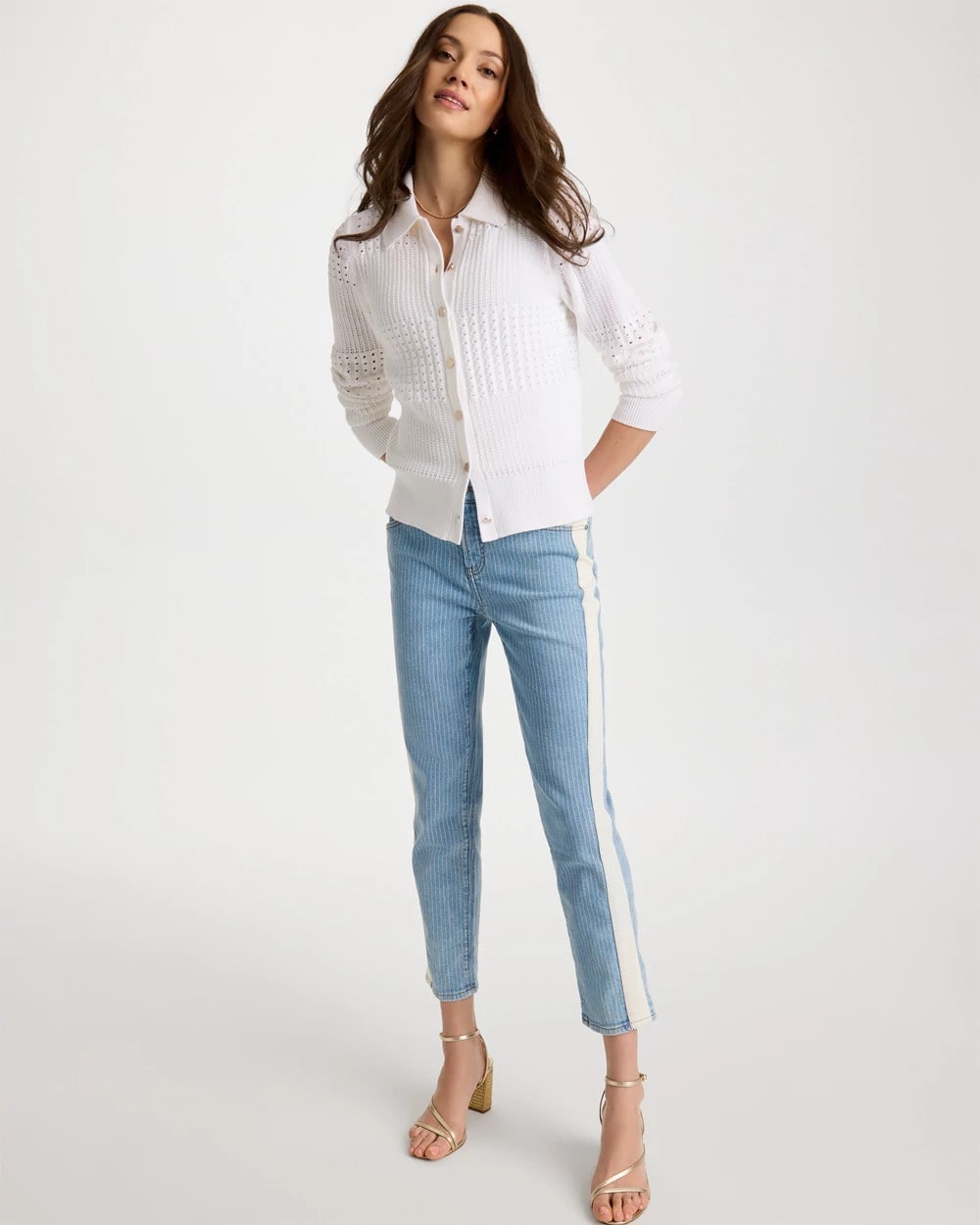 Textured Button-Front Cardigan Alabaster - Chico's