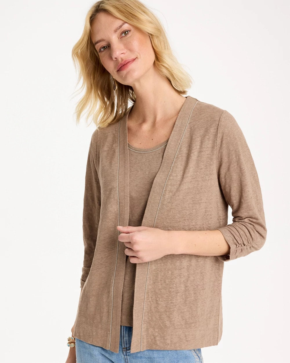 Linen Open Front Cardigan Topaz Smoke - Chico's