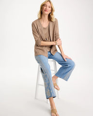Linen Open Front Cardigan Topaz Smoke - Chico's