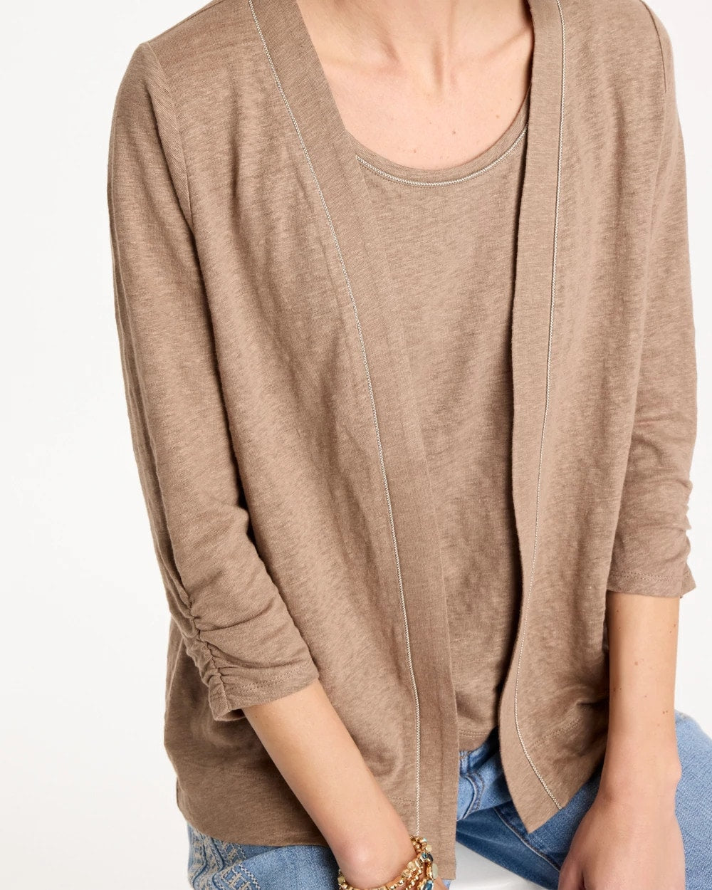 Linen Open Front Cardigan Topaz Smoke - Chico's