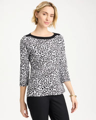 Fauna Pima 3/4 Sleeve Tee Black - Chico's