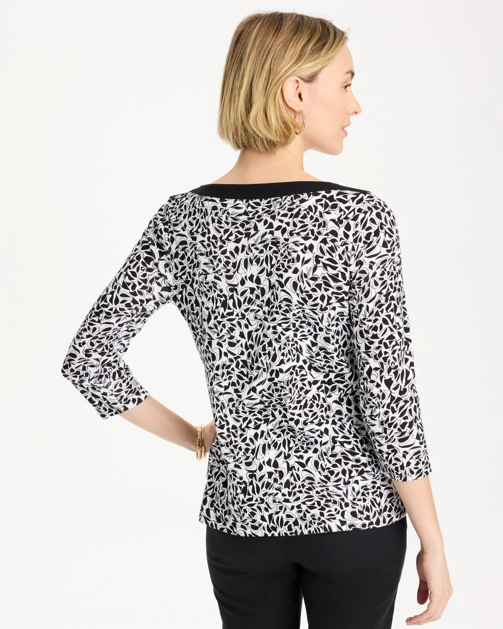 Fauna Pima 3/4 Sleeve Tee Black - Chico's