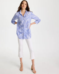 No Iron™ Printed Linen Tunic Blue Orchid - Chico's
