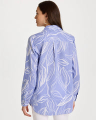 No Iron™ Printed Linen Tunic Blue Orchid - Chico's