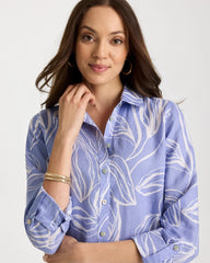 No Iron™ Printed Linen Tunic Blue Orchid - Chico's