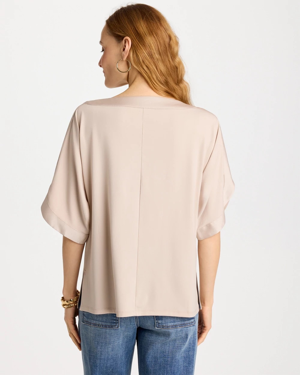 Jersey & Satin Dolman Tee Smokey Taupe - Chico's