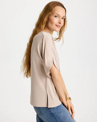 Jersey & Satin Dolman Tee Smokey Taupe - Chico's