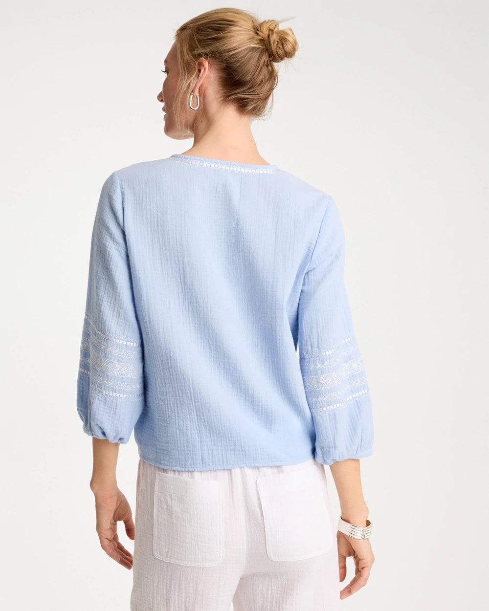 Cotton Gauze Tie-Front Blouse Blue Haven - Chico's