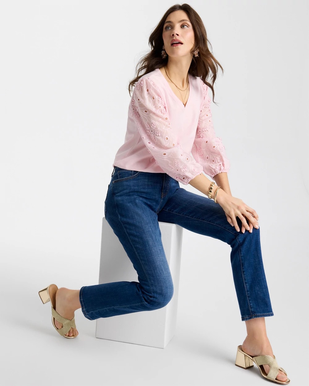 Floral Eyelet Sleeve Tee Sweet Blossom - Chico's
