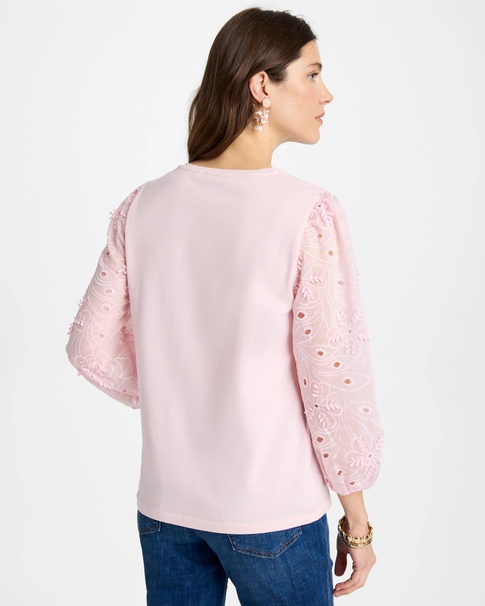 Floral Eyelet Sleeve Tee Sweet Blossom - Chico's